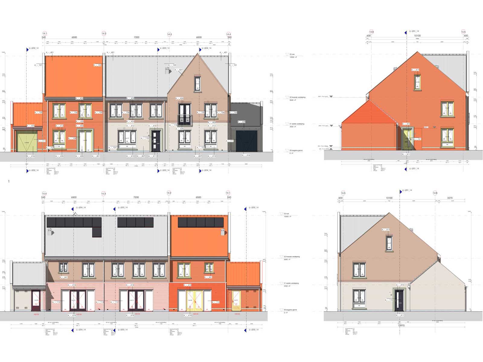 gevelaanzichten blok 14 - Zilverrijk in Schoonhoven