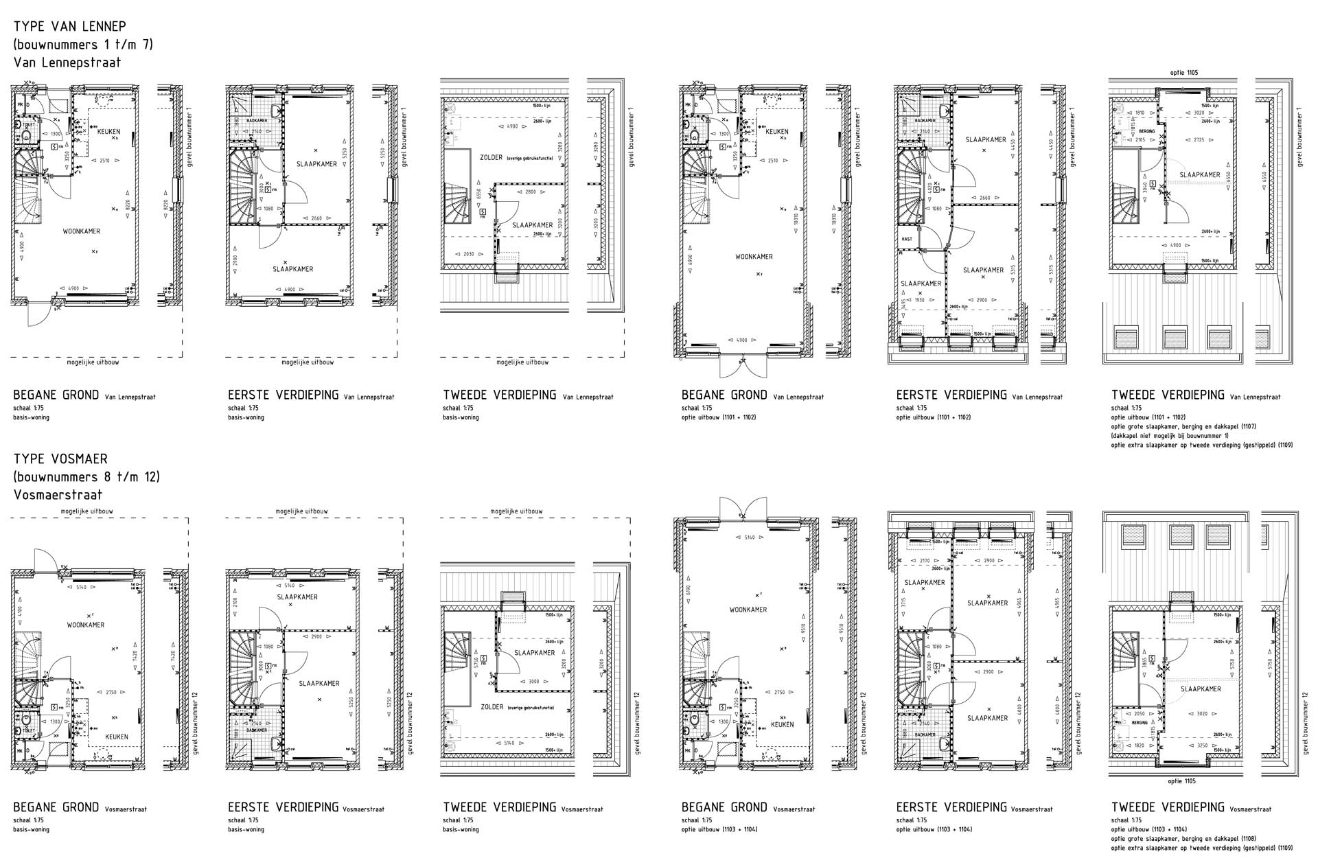 Utrecht De Novelle stadswoningen - Plattegronden
