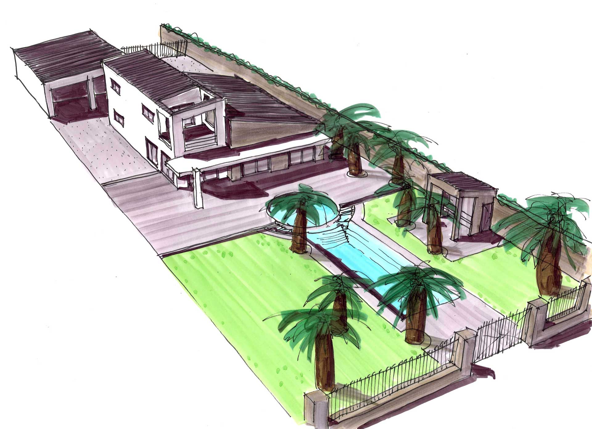 beachvilla strandhuis Spanje - Perspectief achterzijde