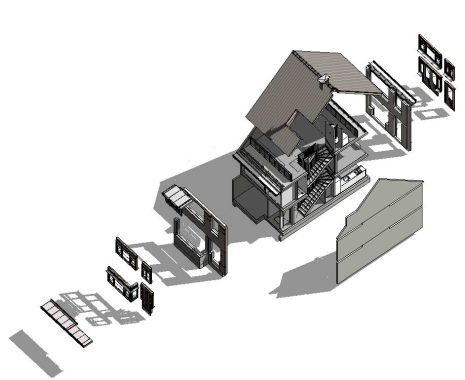 exploded view BIM model - De Jonge Veenen Moerkapelle