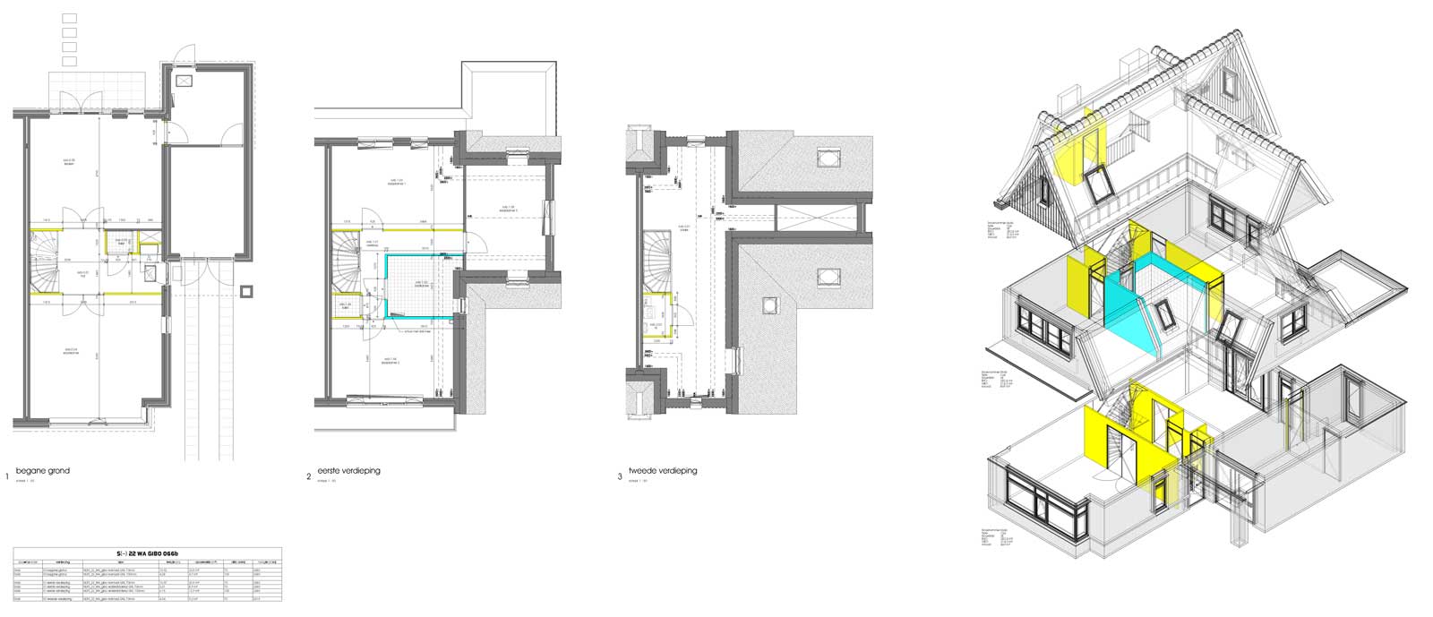uittrekstaat BIM model binnenwanden 2 onder 1 kap - De Jonge Veenen 2 Moerkapelle