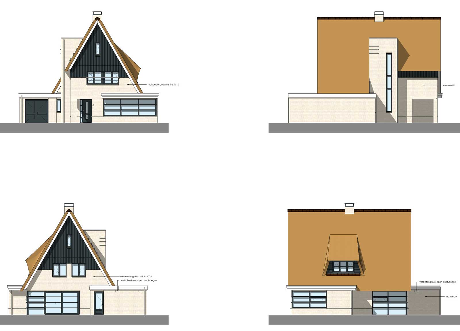gevelaanzichten - rietgedekte woningen Moerkapelle