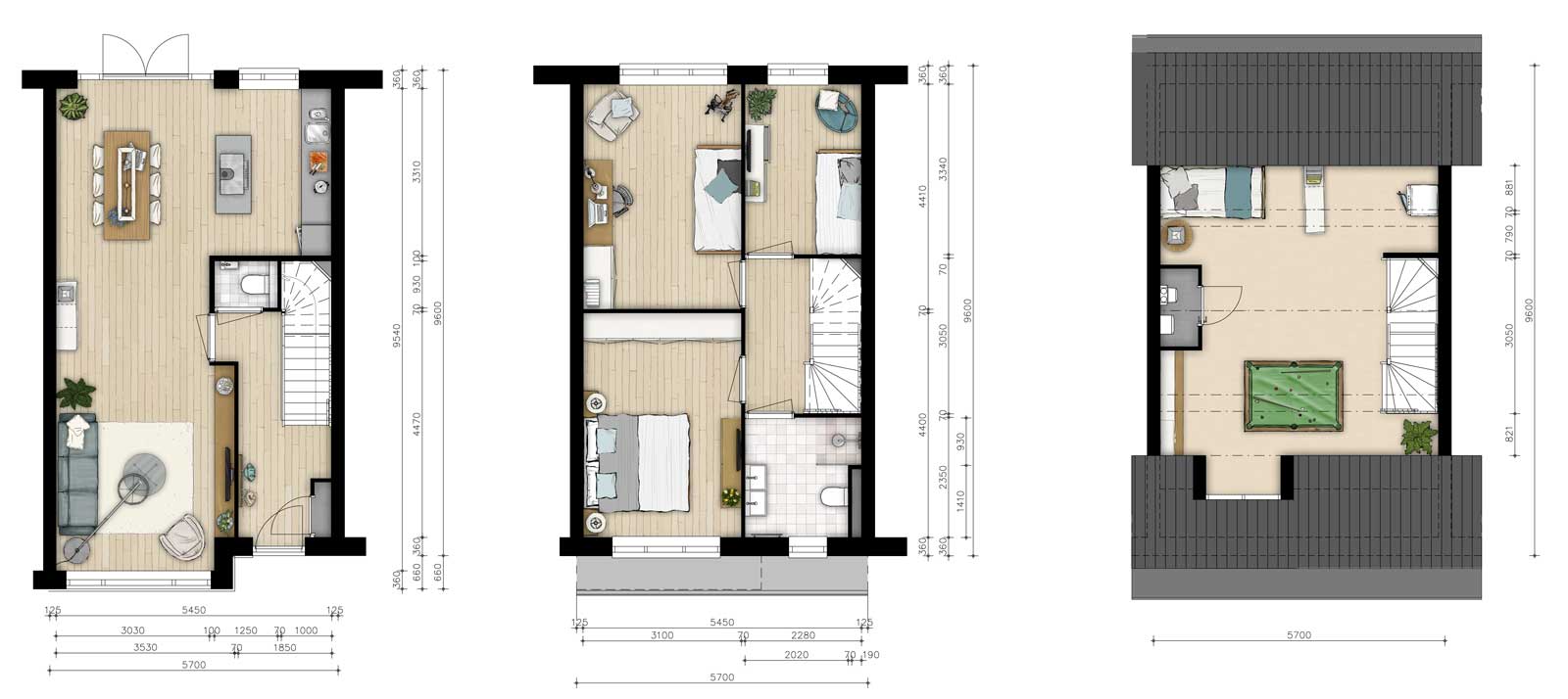 plattegronden tussenwoning - De Jonge Veenen 2 Moerkapelle