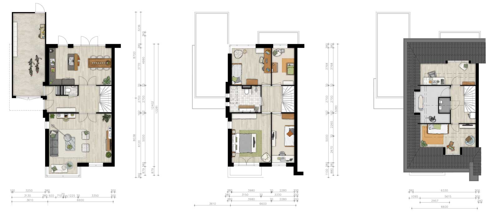 plattegronden twee onder een kapwoning - De Jonge Veenen 2 Moerkapelle
