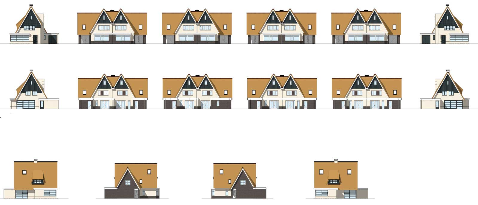 gevelaanzichten - rietgedekte woningen Moerkapelle