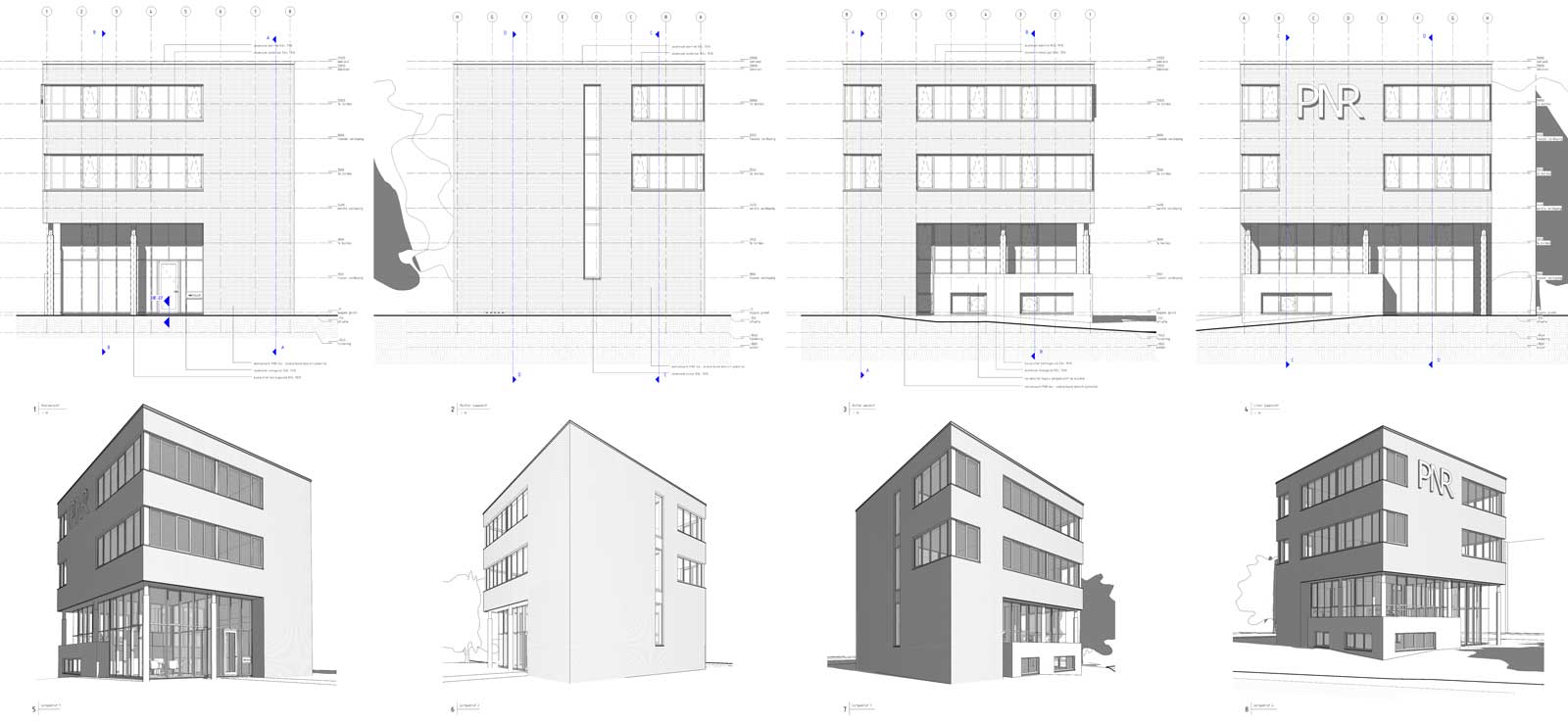 gevelaanzichten en perspectieven - kantoorvilla PNR Purmerend