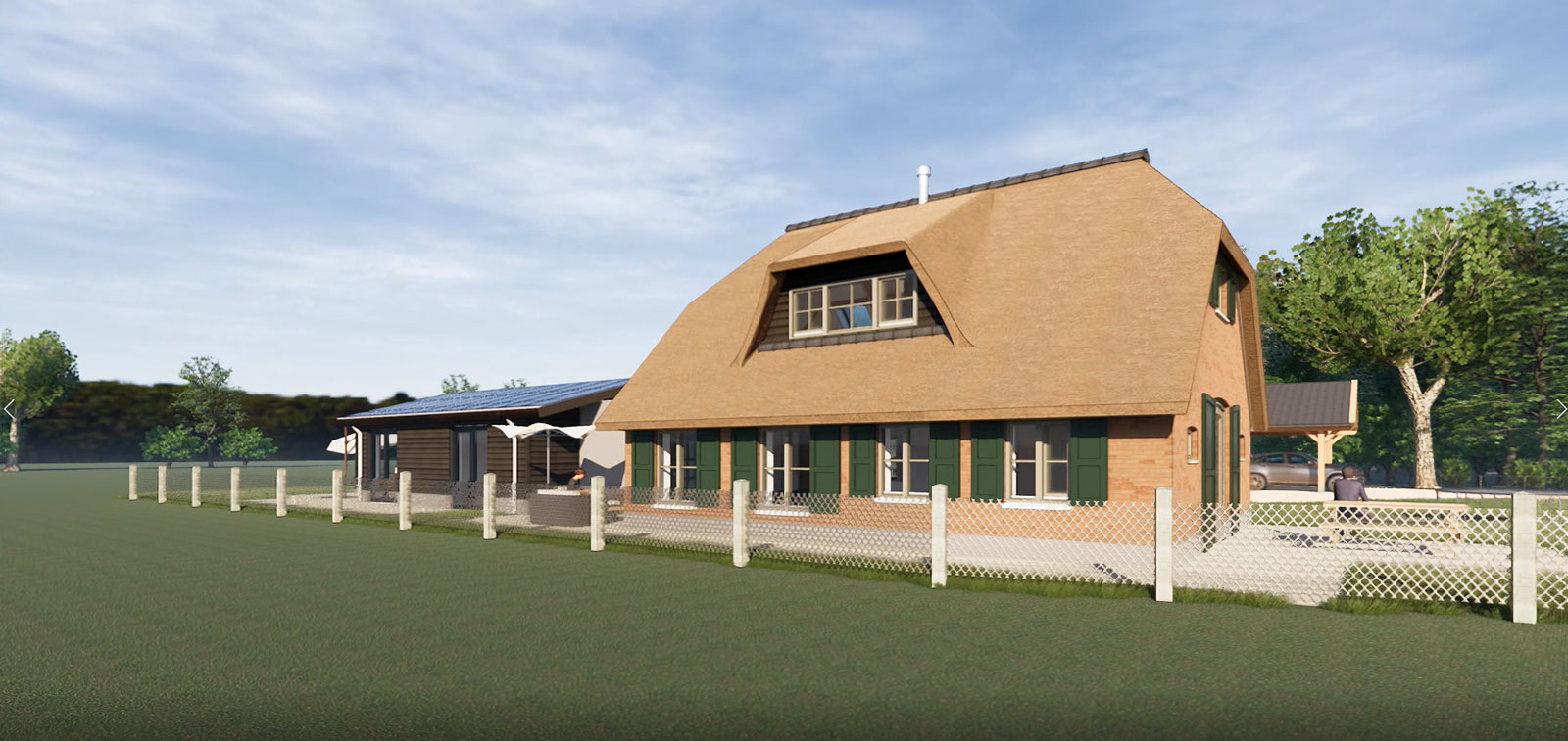 impressie linker zijgevel - particulier woonhuis boerderij Vaassen