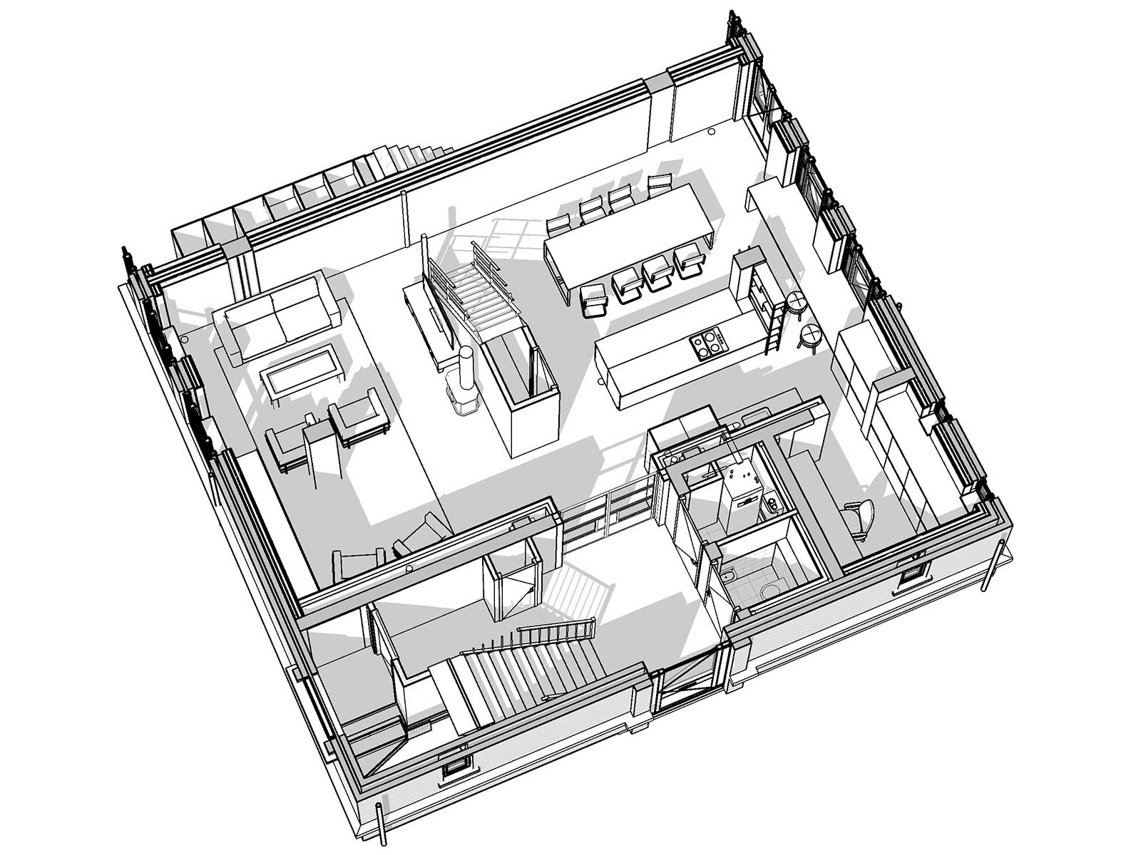 Industrieel loftwonen in Raamwerk 75 Woerden - 3D view begane grond