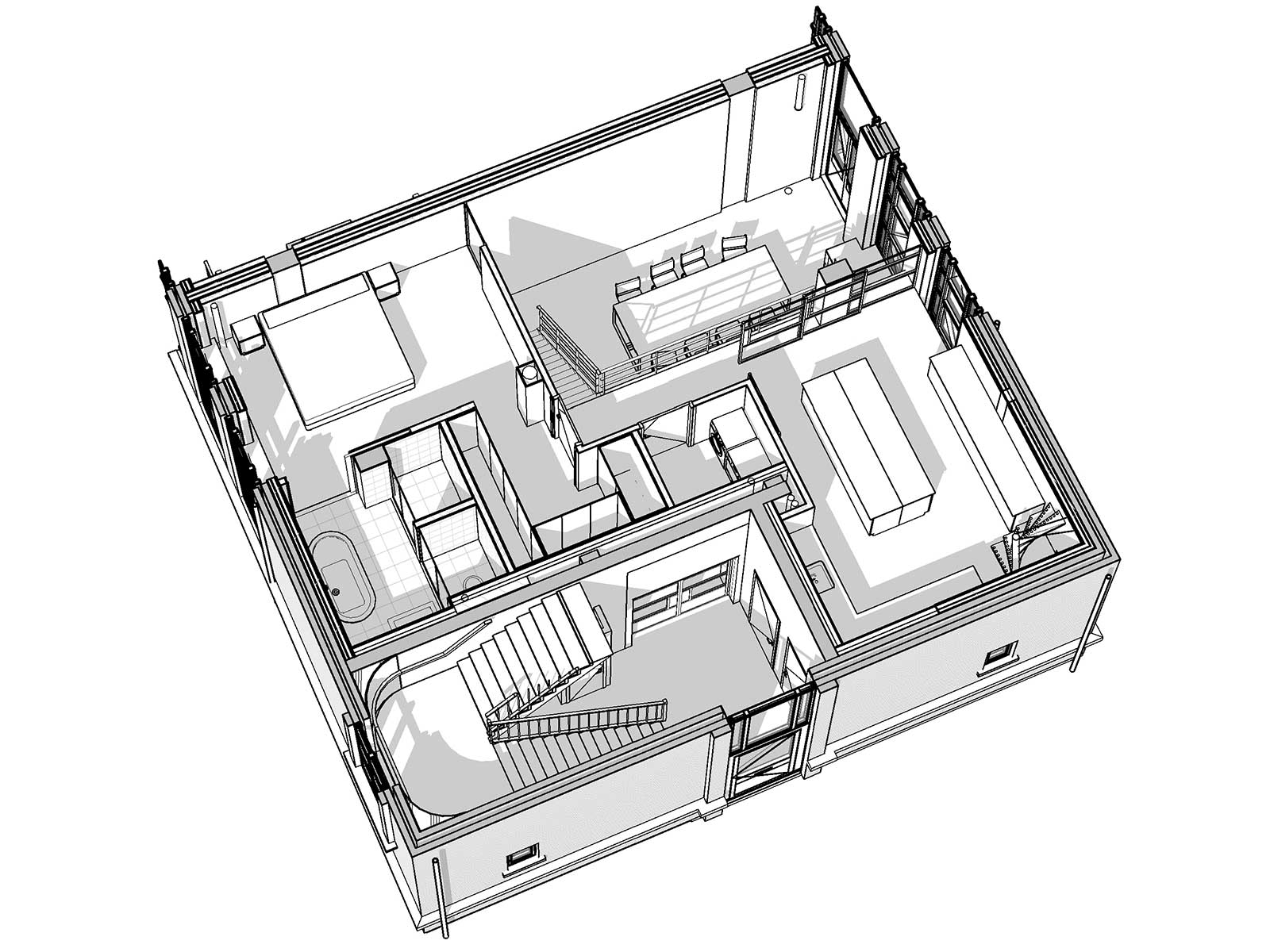Industrieel loftwonen in Raamwerk 75 Woerden - 3D view nieuwe tussenvloer / entresol