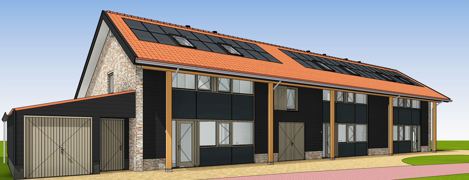 impressie voorgevel 3D BIM model - Veldschuur Soester Erf Soest