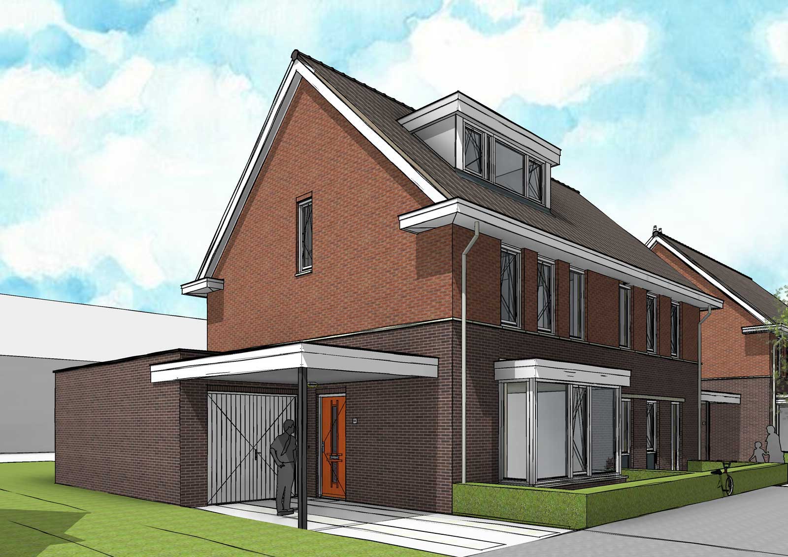 impressie BIM model kavel 1 - CPO Oudenbosch 2 onder 1 kappers