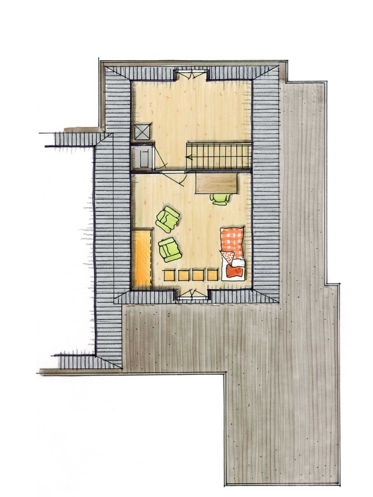 schetsontwerp eerste verdieping - patiowoningen Moerdijkhof Moerkapelle