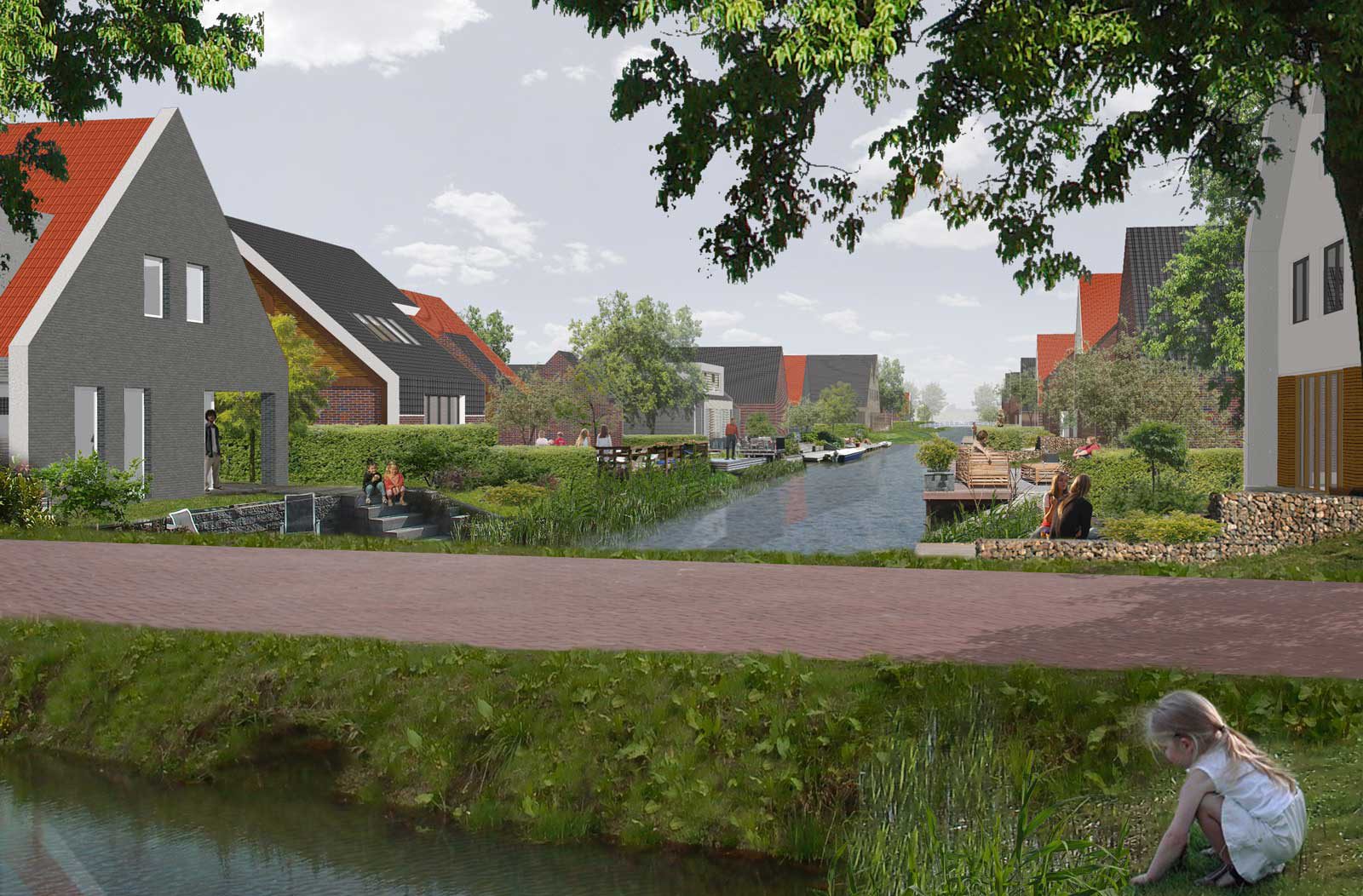 impressie watergang - woonwijk De Wadde Plasweg Waddinxveen