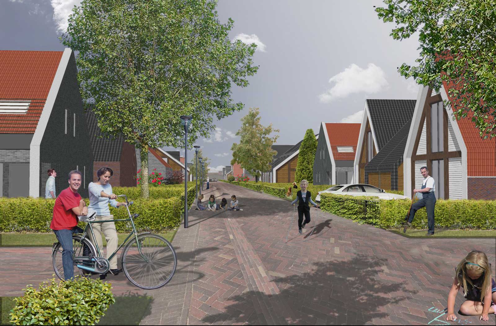 impressie woonstraat - woonwijk De Wadde Plasweg Waddinxveen