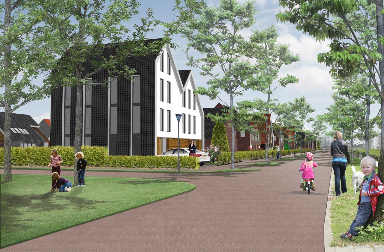 impressie Toernooiweg - woonwijk De Wadde Plasweg Waddinxveen