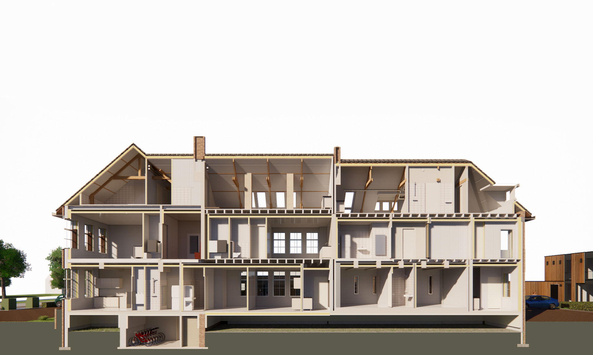 Nieuwe Pekela rijksmonument raadhuis transformatie impressie doorsnede