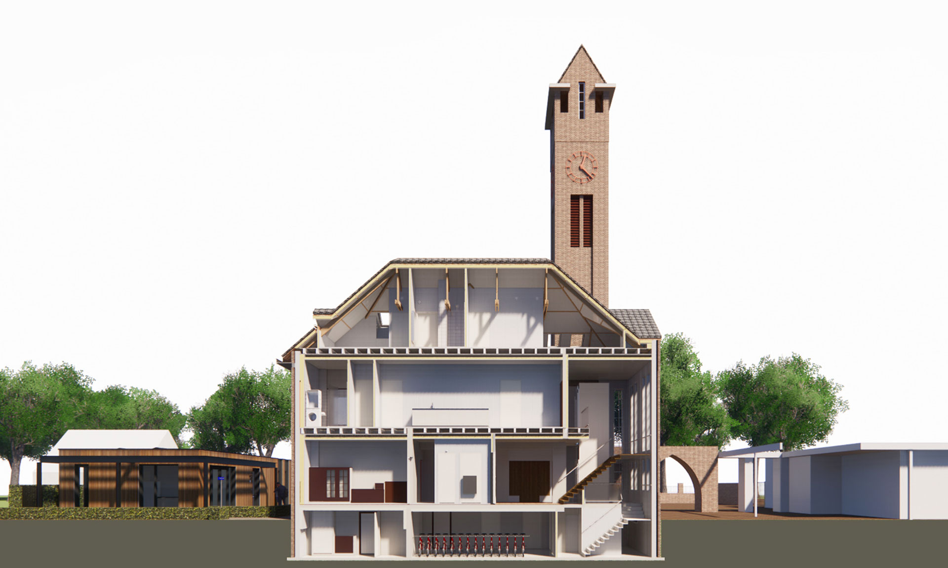 Nieuwe Pekela rijksmonument raadhuis transformatie impressie doorsnede