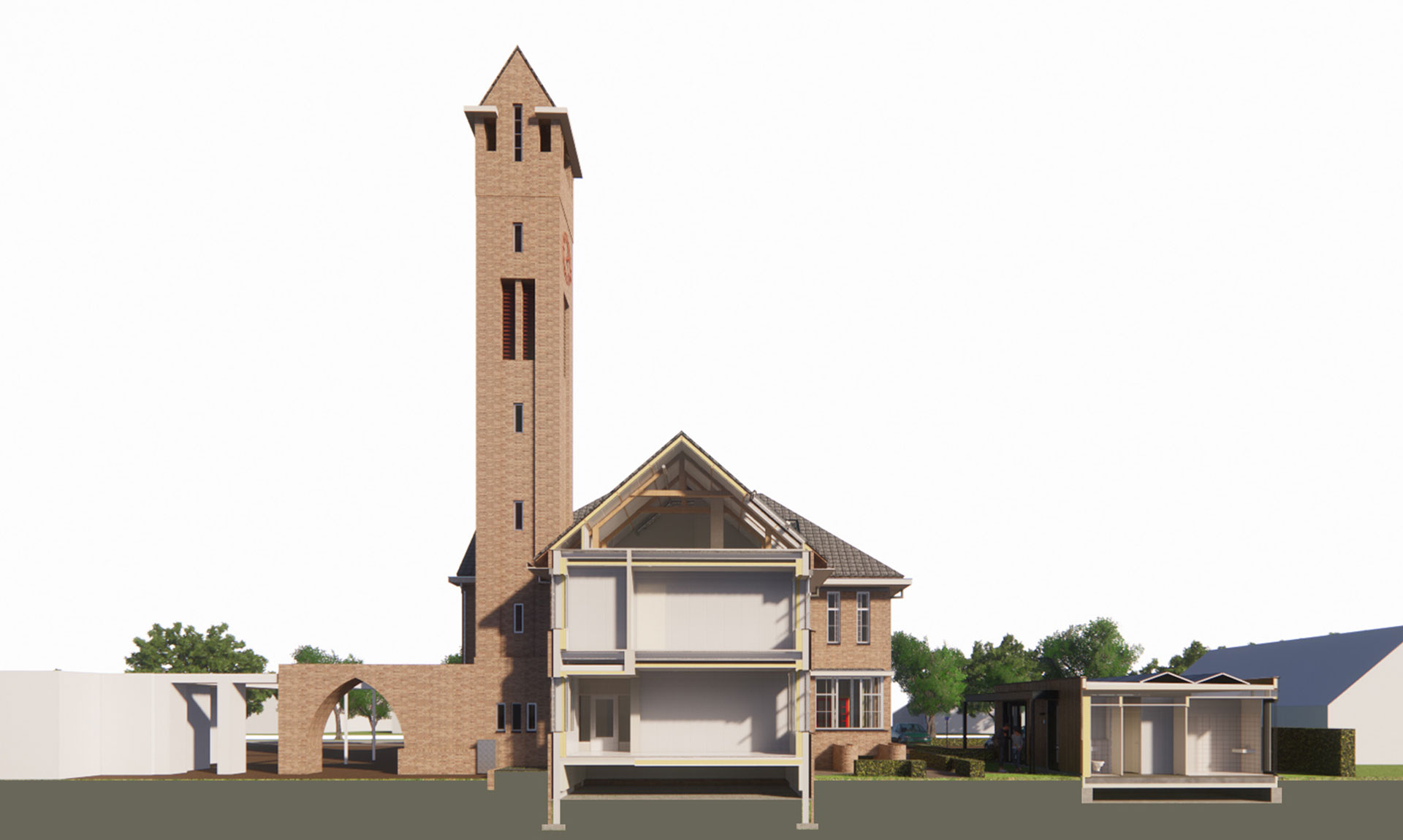 Nieuwe Pekela rijksmonument raadhuis transformatie impressie doorsnede