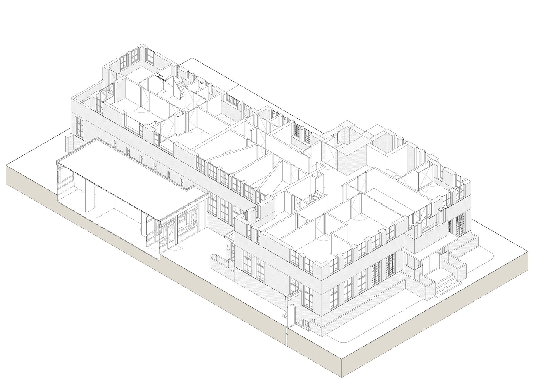 Rijksmonument Nieuwe Pekela -Toba architecten Nieuwe Pekela Rijksmonument Raadhuis model isometrie eerste verdieping