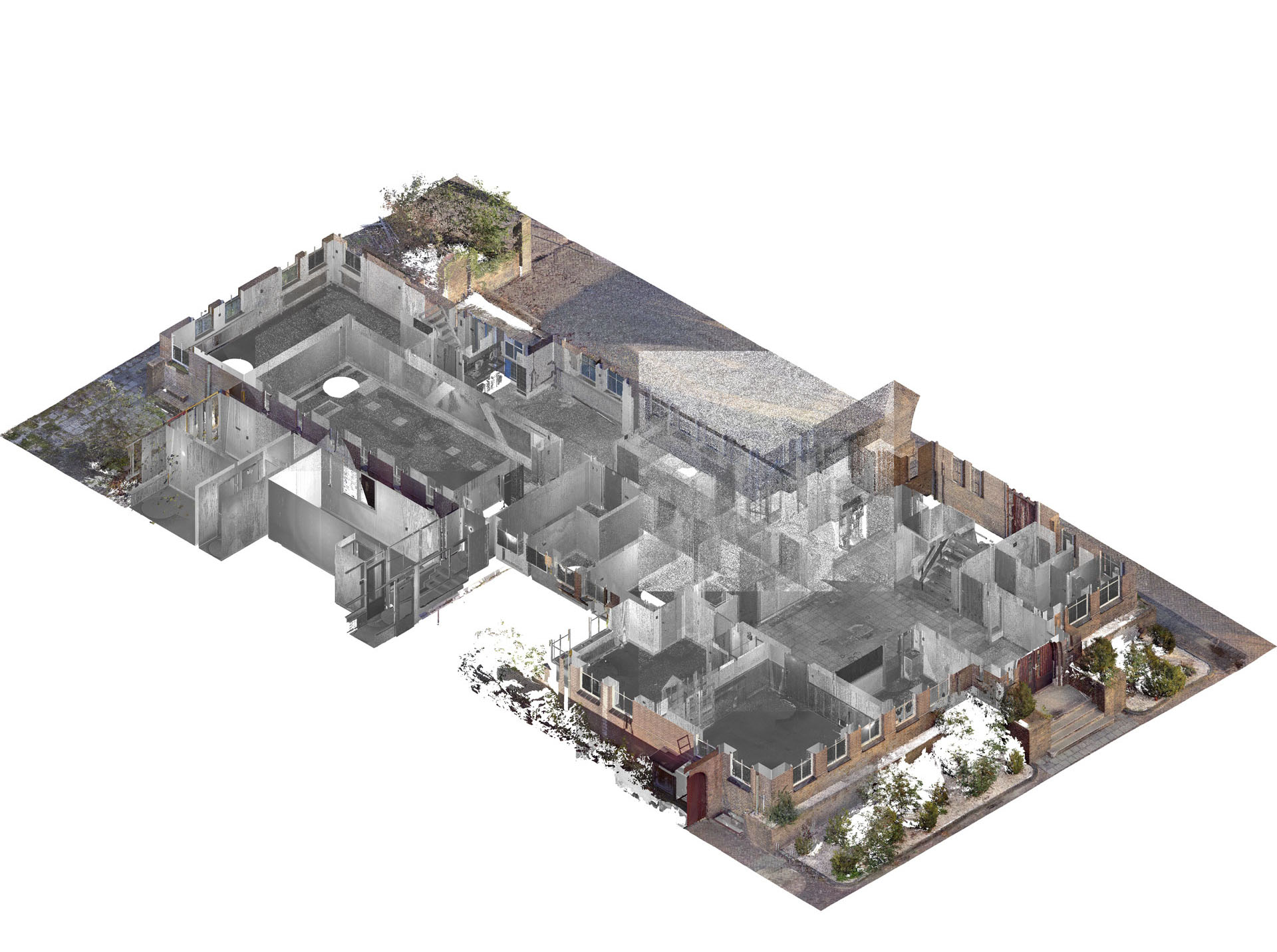 Rijksmonument Nieuwe Pekela -Toba architecten Nieuwe Pekela Rijksmonument Raadhuis pointcloud isometrie begane grond