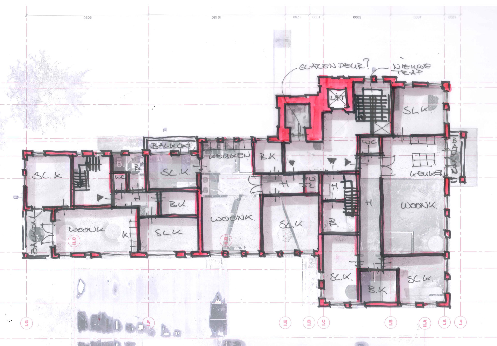 Rijksmonument Nieuwe Pekela -Toba-architecten Nieuwe Pekela Rijksmonument Raadhuis schets eerste verdieping