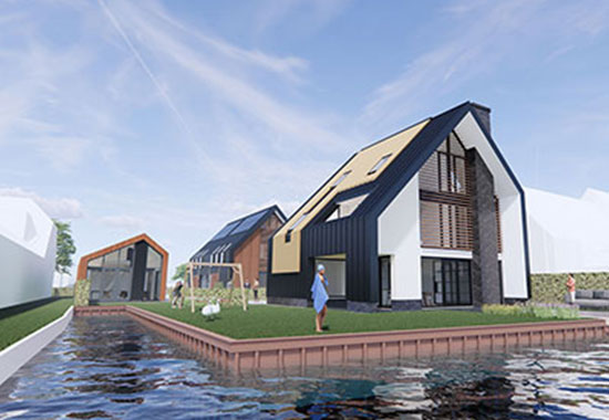 Noordzijde Bodegraven achtergevel boerderij vanaf Oude Rijn