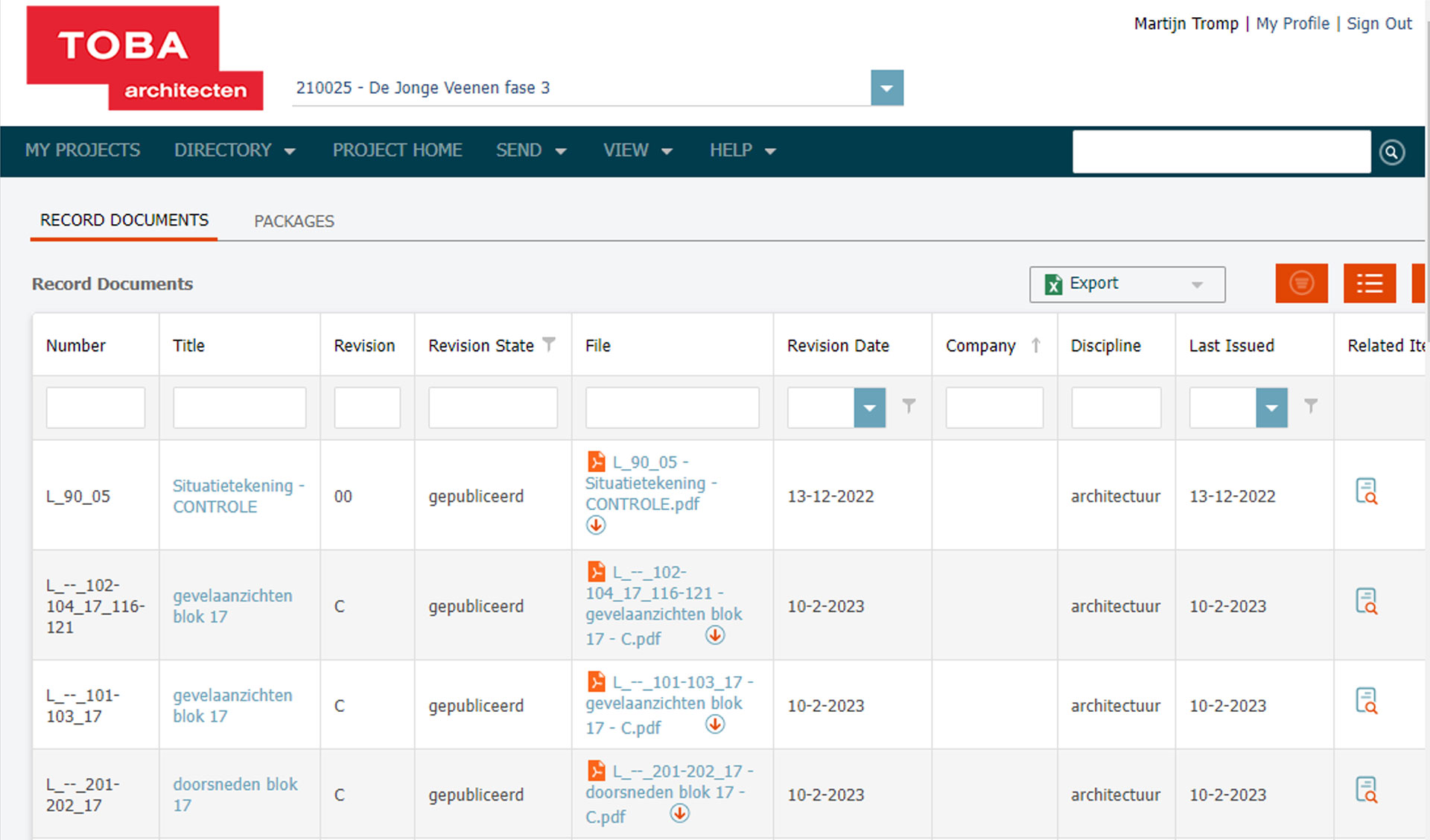 Toba architecten info exchange portaal newforma document control