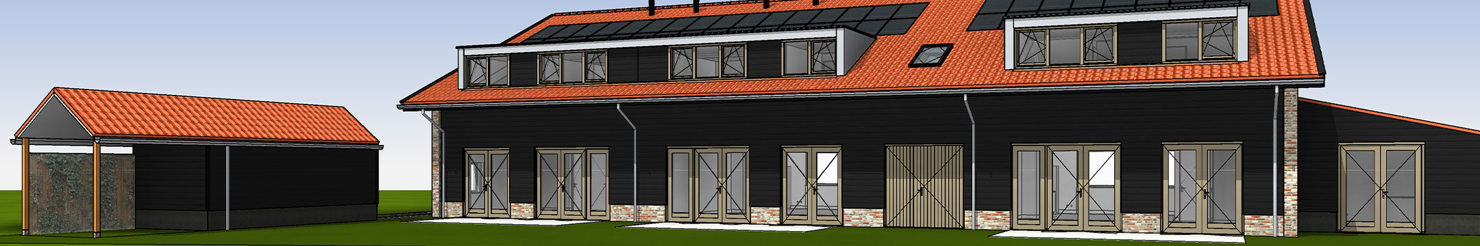 impressie achtergevel 3D BIM model - Veldschuur Soester Erf Soest