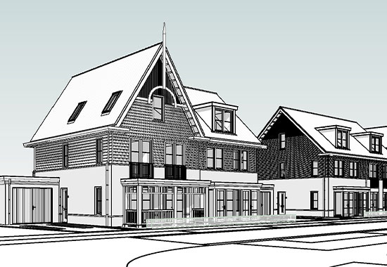 Jonge Veenen fase 3 perspectief BIM-model tweekappers