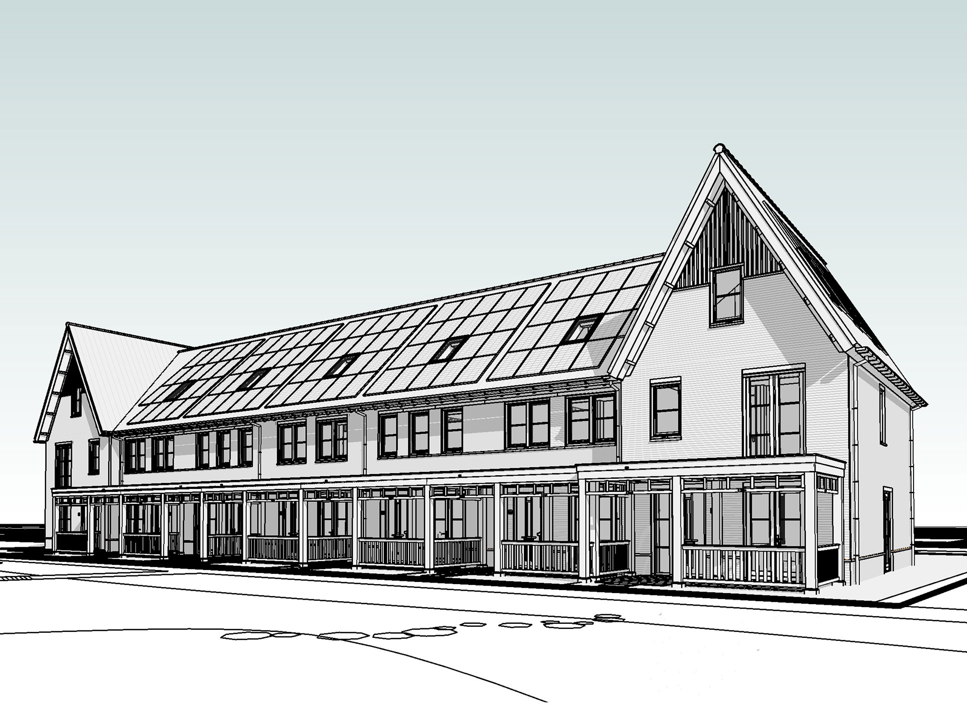 Jonge Veenen fase 3 Moerkapelle perspectief BIM model rijwoningen blok 15