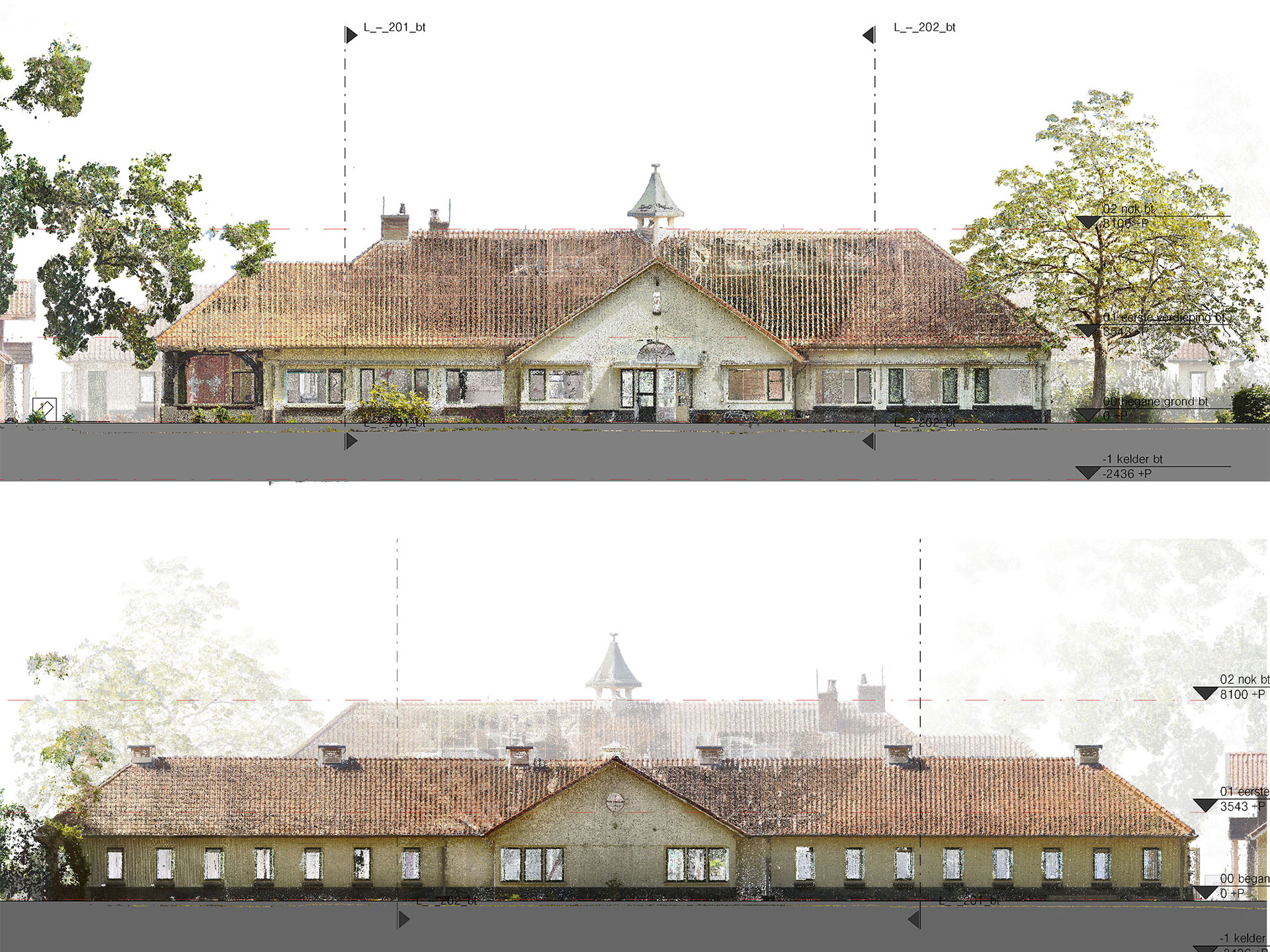 Hollandsche Raden herontwikkeling Hertenkamp zorglocatie bestaande situatie pointcloud