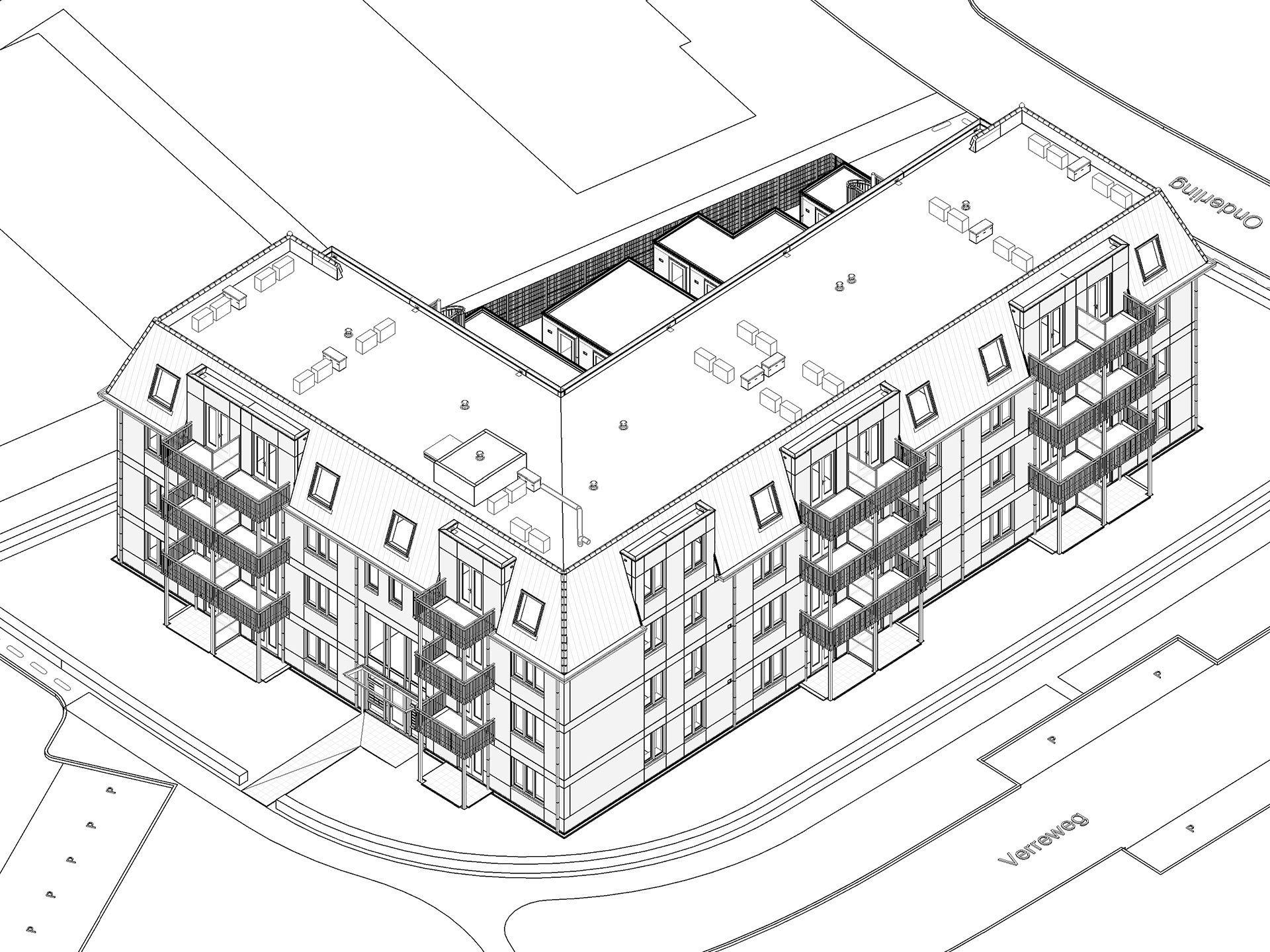 Isometrie appartementencomplex sociale huurwoningen Wilgenrijk Maassluis